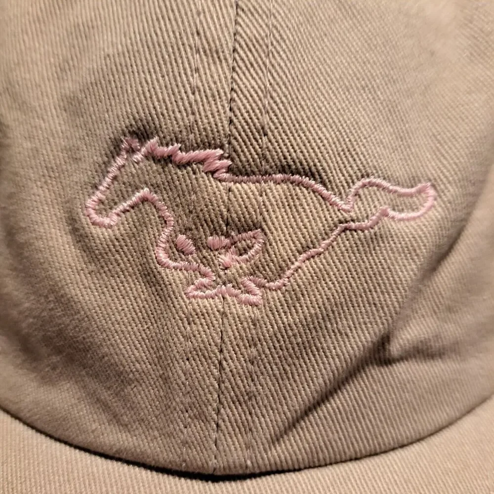 Ford‎ Mustang Pink Outline Logo Vintage Beige Cap Adjustable NWT READ